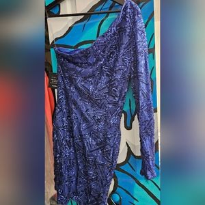 Medium blue one shoulder sequin dress